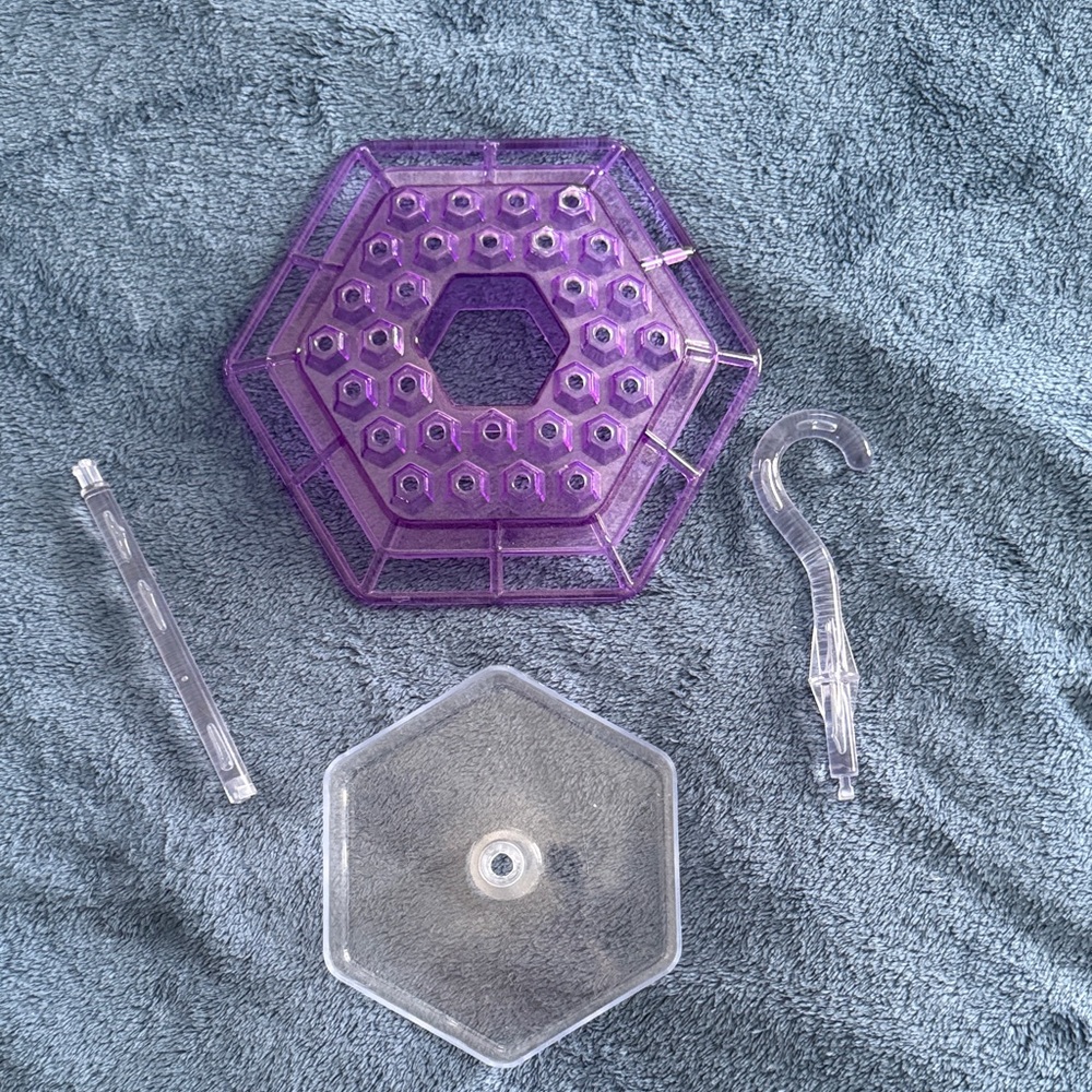 Purple and Clear Hexagonal hummingbird feeder